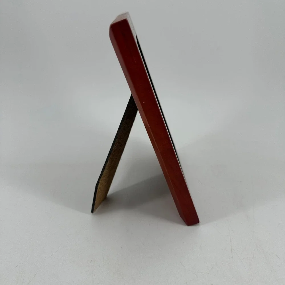 Cherry Red Wood Picture Frame Black Inner Border Tabletop Wall Mount 5x7
